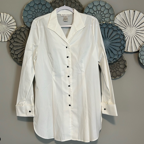 zelda Tops - Zelda extra long button-down long sleeve blouse